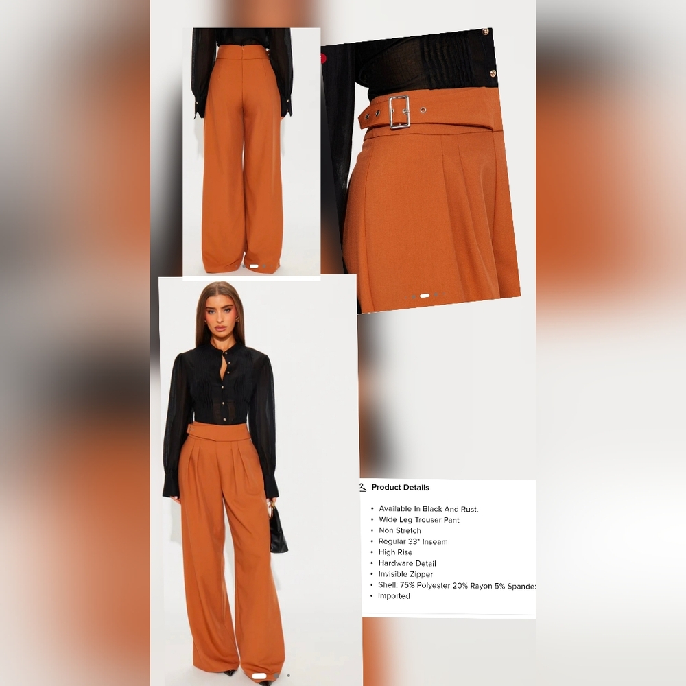 Fashion Nova Rust High Waist Trousers